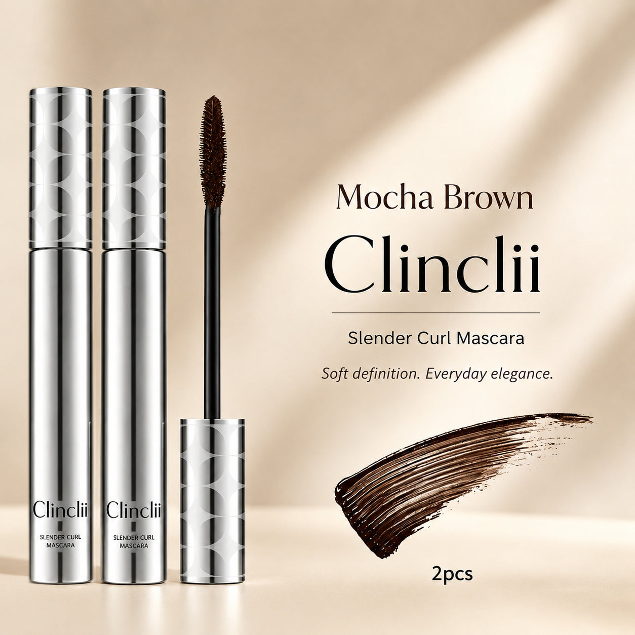 Clinclii Waterproof Mascara for 24-Hour Volume, Lift & Definition – Long-Lasting Thick, Defined Lashes