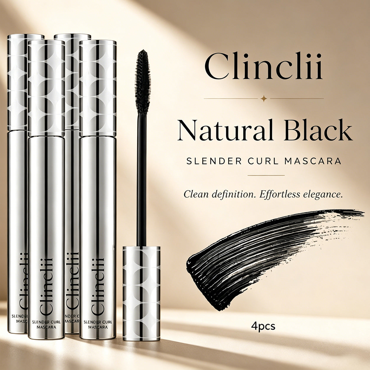 Clinclii Waterproof Mascara for 24-Hour Volume, Lift & Definition – Long-Lasting Thick, Defined Lashes