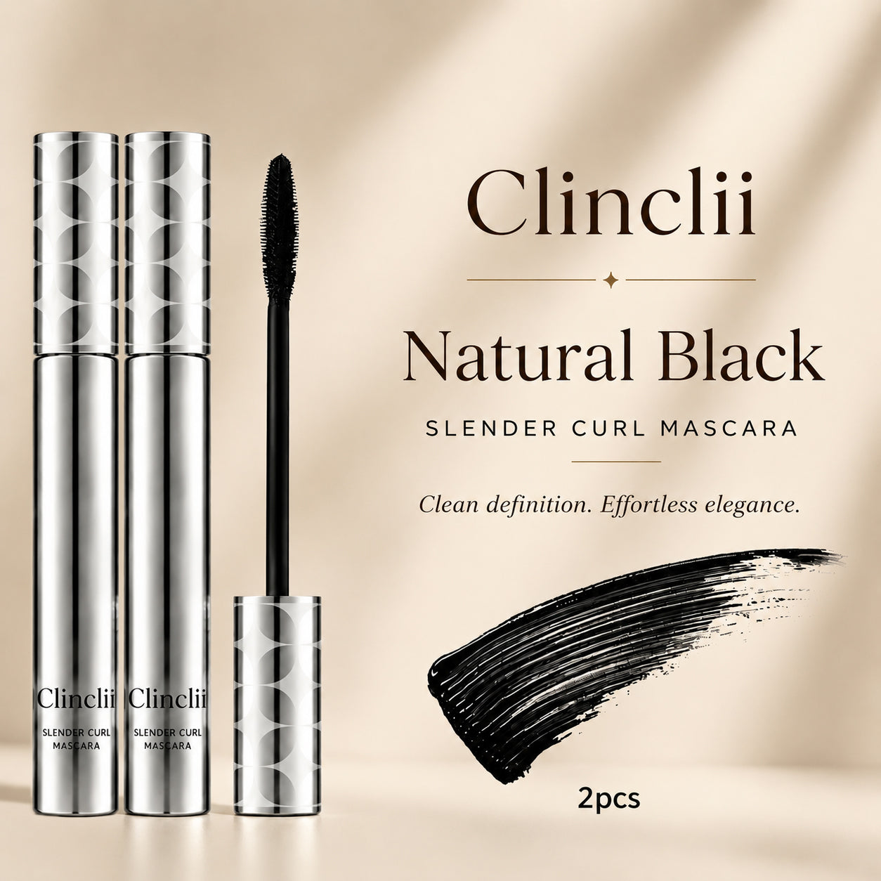 Clinclii Waterproof Mascara for 24-Hour Volume, Lift & Definition – Long-Lasting Thick, Defined Lashes