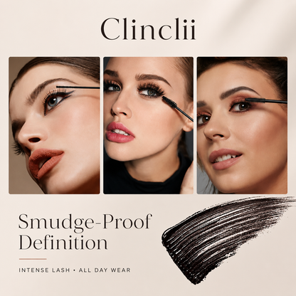 Clinclii Waterproof Mascara for 24-Hour Volume, Lift & Definition – Long-Lasting Thick, Defined Lashes