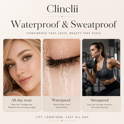 Clinclii Waterproof Mascara for 24-Hour Volume, Lift & Definition – Long-Lasting Thick, Defined Lashes