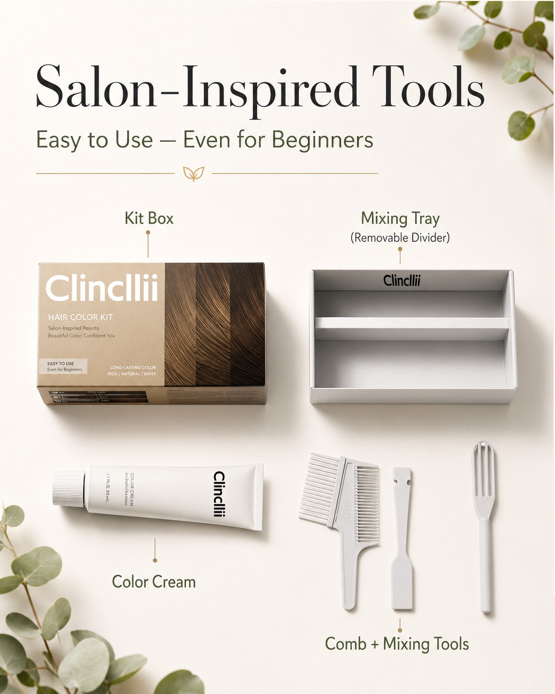 Clinclii Easy At-Home Ammonia-Free Botanical Hair Color Gel-Cream
